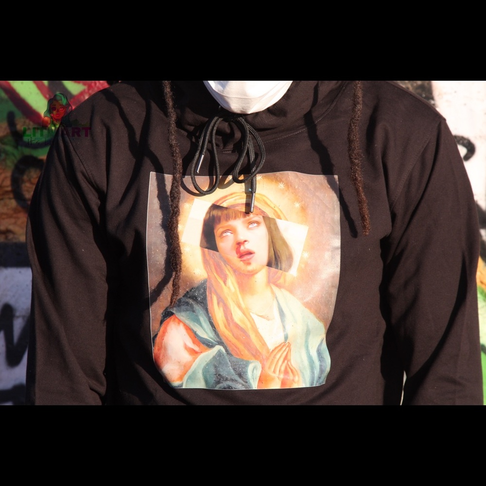 Pulp Fiction meets Virgin Mary Hoodie